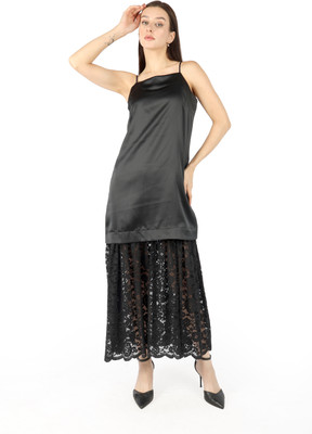 Fuegobella Women A-line Black Ankle Length Dress