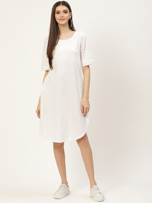 BRINNS Women A-line White Knee Length Dress