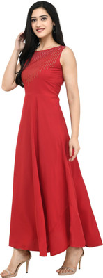 O Madam Women Maxi Red Full Length Dress