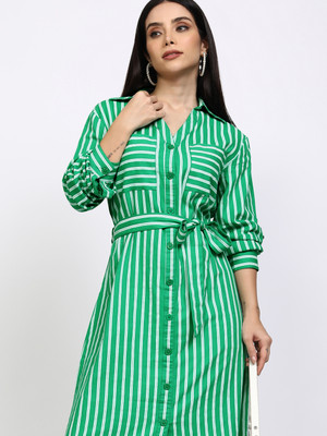 Tokyo Talkies Women Shirt Green Maxi/Full Length Dress