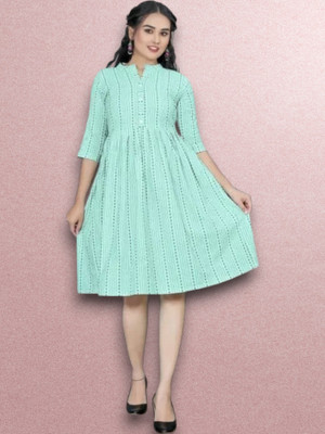 Icon Fashiongf Women Self Design A-line Kurta(Blue)