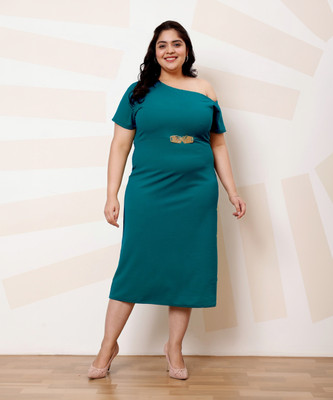Athena Ample Women Bodycon Green Midi/Calf Length Dress