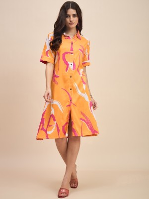 The Richik Designs Women A-line Orange Dress