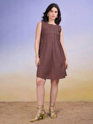 PURVAJA Women A-line Maroon Mini/Short Dress