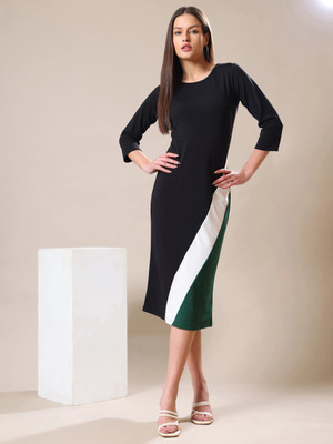 MILOST Women Bodycon Green Midi/Calf Length Dress