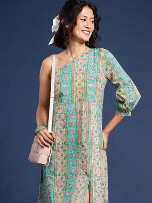 Taavi Women A-line Multicolor Midi/Calf Length Dress