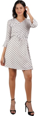 KETKAR Women Skater White, Black Dress