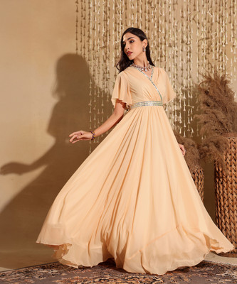 Miss Chase Women Wrap Pink Maxi/Full Length Dress