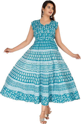 DADUDAYAL EXPORT Women Gown Blue Midi/Calf Length Dress