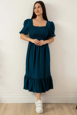 Honky Tonky Women Fit and Flare Blue Midi/Calf Length Dress