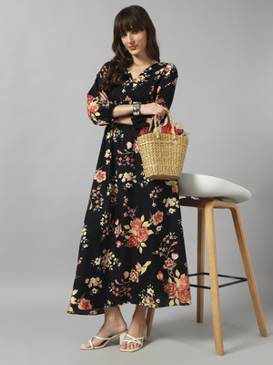 Raiyani Fashion Women Printed Ethnic Dress Kurta(Black)
