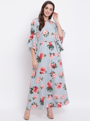Dressberry Women A-line Blue Maxi/Full Length Dress