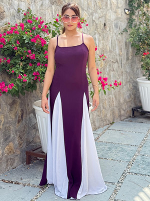 TANDUL Women Fit and Flare Purple Maxi/Full Length Dress