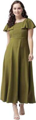 Ladiikway Women Maxi Green Full Length Dress