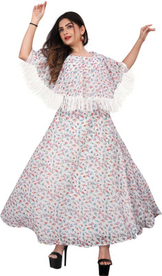 ARYANE1604 Women A-line White Maxi/Full Length Dress