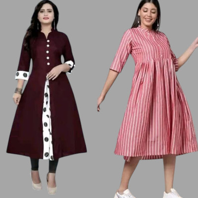 Suhani Fashionqq Women A-line Red, Pink Maxi/Full Length Dress