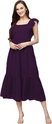 Aika Women Fit and Flare Purple Dress