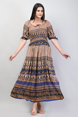 FashneAttire Women Maxi Multicolor Midi/Calf Length Dress