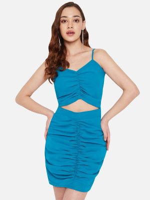 Martini Women Bodycon Light Blue Above Knee/Mid Thigh Length Dress