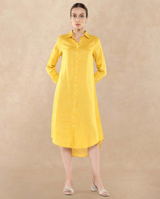 RAREISM Women A-line Yellow Below Knee Dress