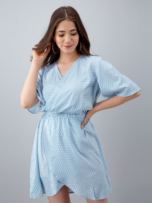 all about you Women Tiered Light Blue Mini/Short Dress