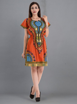 Ravaiyaa - Attitude Is Everything Women Ethnic Dress Orange Above Knee/Mid Thigh Length Dress