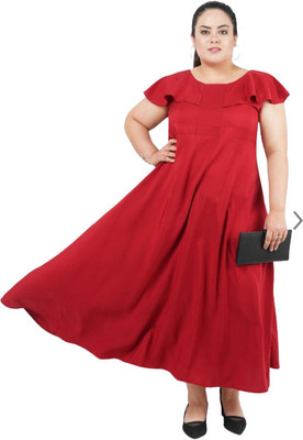ladik way Women Maxi Red Full Length Dress
