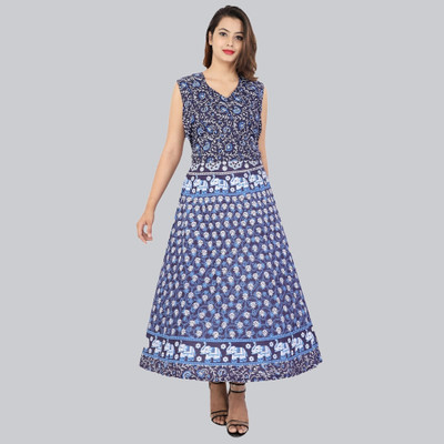 KRISMARTELITE Women A-line Blue Maxi/Full Length Dress