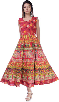 RAJDEVI JAIPUR PRINTS Women Maxi Multicolor Full Length Dress