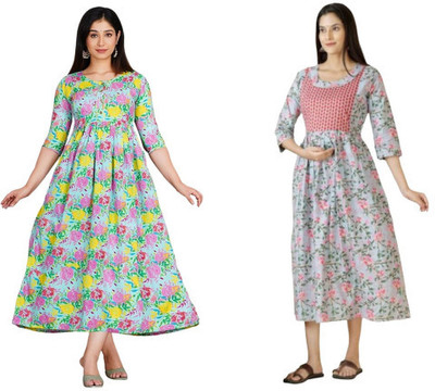 Moda Rapido Women Fit and Flare Multicolor Midi/Calf Length Dress