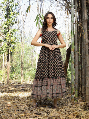 Stylum Women Ethnic Dress Black Maxi/Full Length Dress