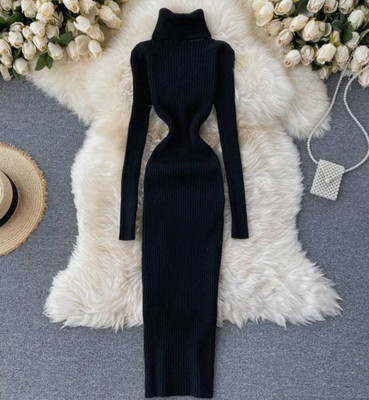 SRK COLLECTION Women Bodycon Black Below Knee Dress