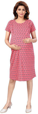 Mama & Bebe Women Shift Pink Knee Length Dress