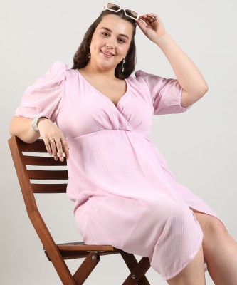 Instafab Plus Women A-line Pink Dress