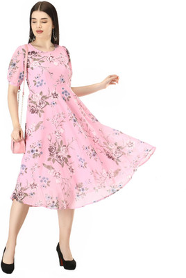 Rosasignora Women Maxi Pink Knee Length Dress