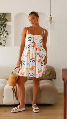 Leriya Fashion Women A-line White Knee Length Dress