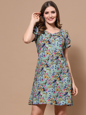 Oomph! Women A-line Multicolor Above Knee/Mid Thigh Length Dress