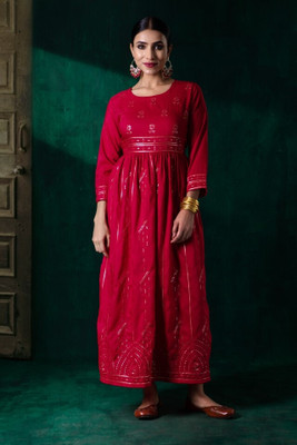 Juniper Women Gown Gold, Red Maxi/Full Length Dress