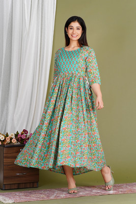Ann Springs Women Ethnic Dress Green Ankle Length Dress