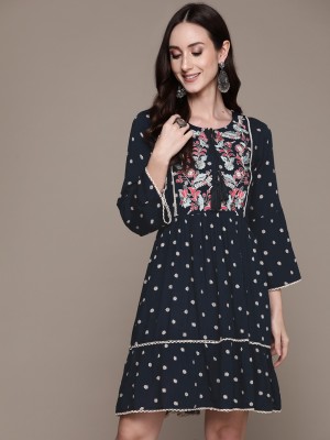 anubhutee Women A-line Dark Blue Dress