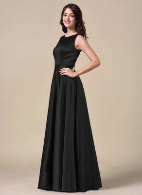 khadkafashion Women Fit and Flare Black Maxi/Full Length Dress