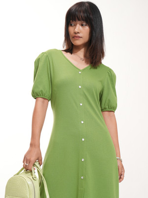 Tokyo Talkies Women A-line Green Knee Length Dress