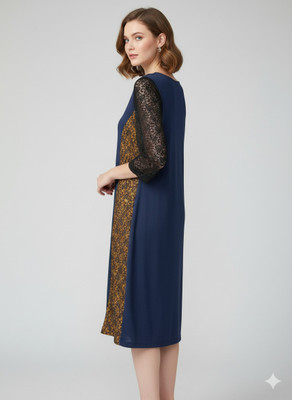 HANG N HOLD Women Maxi Dark Blue Knee Length Dress