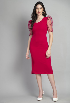 IUGA Women Bodycon Black Midi/Calf Length Dress