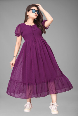 Quena Women A-line Pink Maxi/Full Length Dress