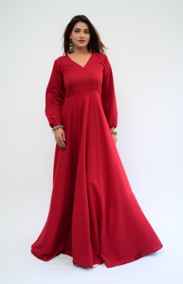 diyaz Women Maxi Maroon Dress