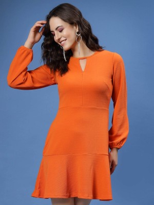 PLUSS Women Maxi Orange Dress