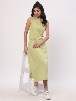 R&B Women A-line Light Green Above Knee/Mid Thigh Length Dress