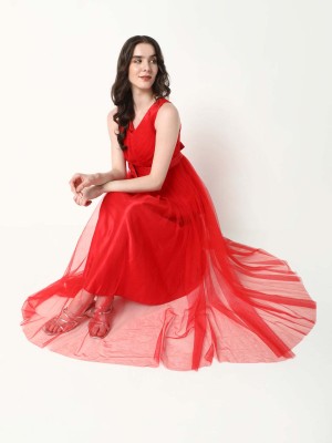 Showoff Women Fit and Flare Red Dress