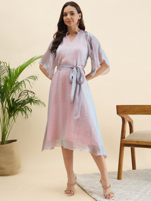 Mast & Harbour Women A-line Pink Below Knee Dress